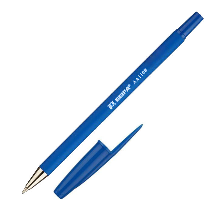Ручка шариковая BEIFA (Бэйфа) синяя антискользящий корпус арт. АА110B BL (линия письма 0.7 мм)